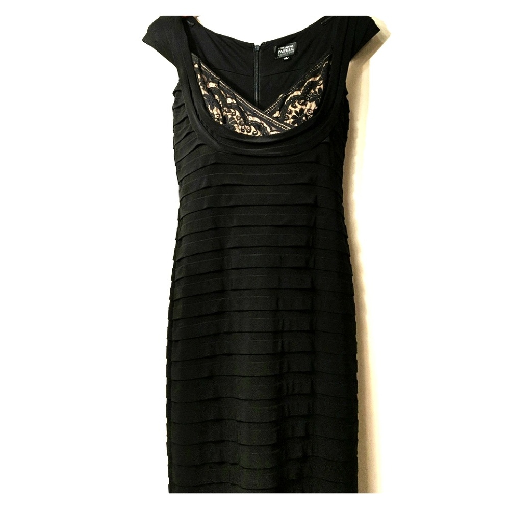 Black with Lace Evening Gown